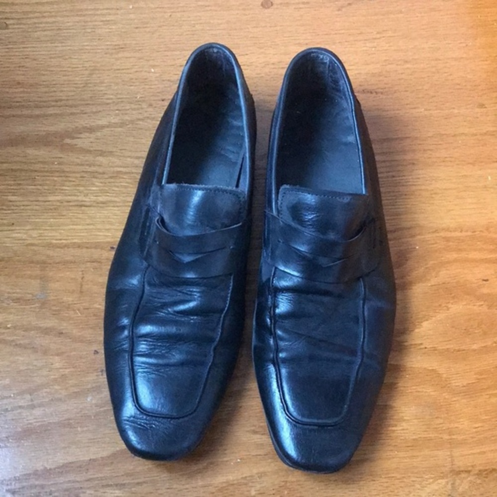 Focus Gray Navy Leather Loafers Shoes Size 10